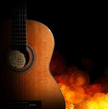 guitar, bokeh, flame